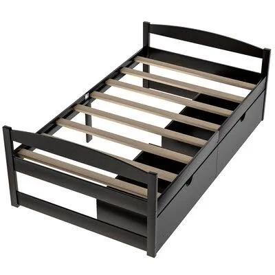 Twin Size Platform Bed, with Two Drawers, White Red Barrel Studio Color: Espresso