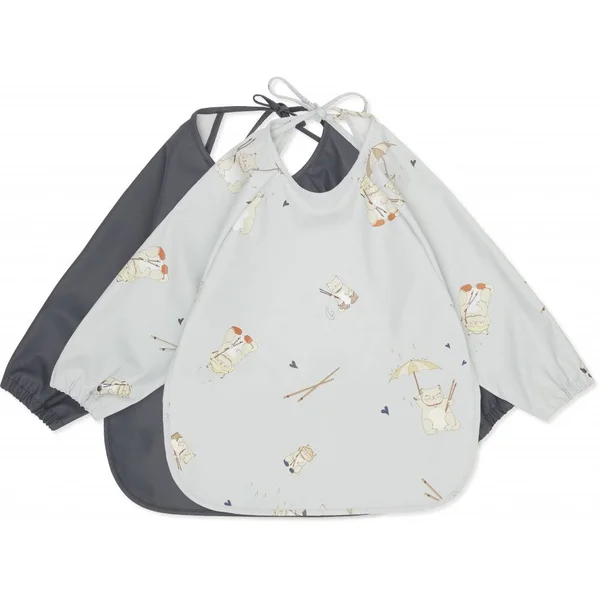 Konges Slojd Long Sleeve Bib 2 Pk - Miso Raindrops/Turbulence