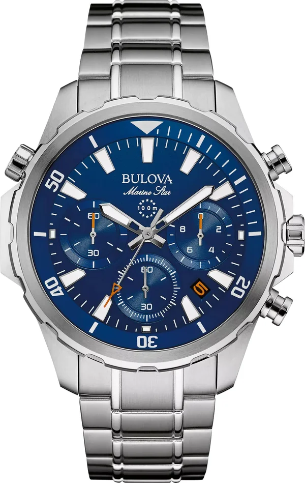 Bulova Marine Star - Wristwatch - quartz - analog - stainless steel - silver - blue