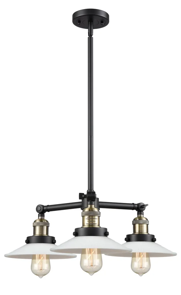 Innovations Lighting 207-BAB-G1 Halophane - 3 Light Chandelier Black