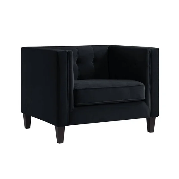 Posh Living Phoenix Velvet Button Tufted Club Chair Black