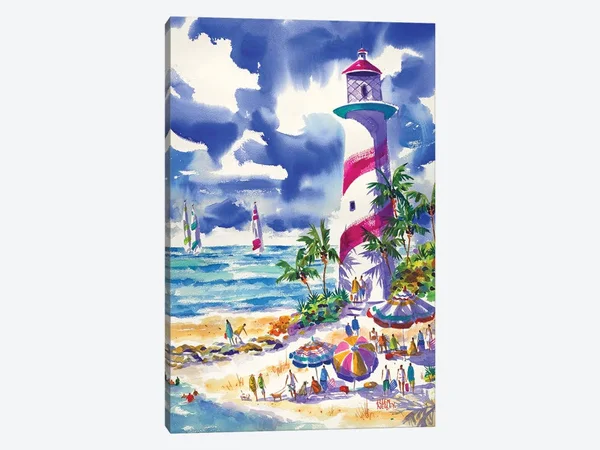 iCanvas Sea The Way Art by Ellen Negley Canvas Art Wall Decor ( scenic & landscapes > Nautical Art > Lighthouses art