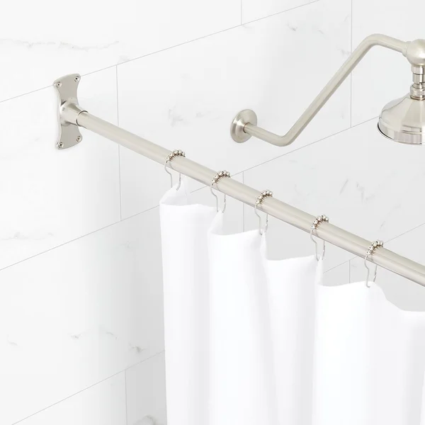 48x22 Straight Solid Brass Shower Rod - Brushed Nickel - Signature Hardware