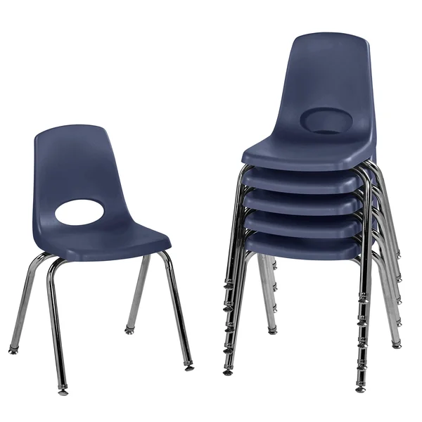 Factory Direct 16in Stack Chair Swivel Glide, 6-Pack - Navy