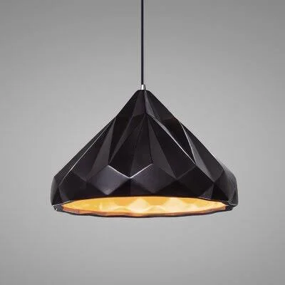 Sevenoaks 1 - Light Single Geometric Pendant Bulb Type: Incandescent - Shade Color: Carbon Matte Black/Champagne Gold, Finish: Po
