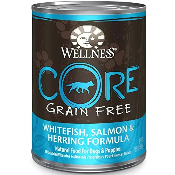 Wellness Core Natural Wet Grain Free Canned Dog Food, Salmon, Whitefish & Herring, 12.5-Ounce Can (Pack of 12)