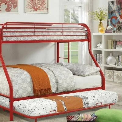 Adiel Standard Bunk Bed with Trundle by Harriet Bee Harriet Bee Size: Twin Over Twin - Bed Frame Color: Red