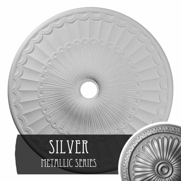36 5/8x22OD x 3 5/8x22ID x 2 3/8x22P Galveston Ceiling Medallion (Fits Canopies Up to 4 3/4x22) - Hand-Painted Silver