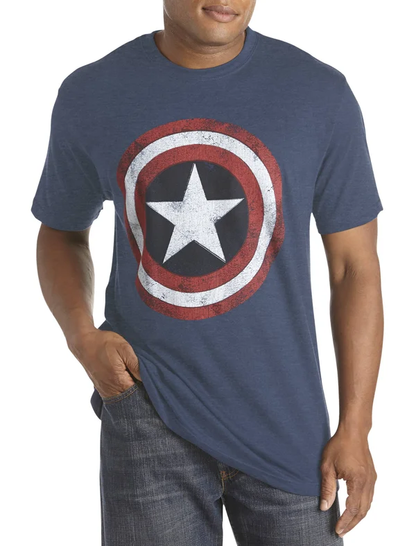 Big and Tall - Marvel Comics Captain America Graphic Tee - Size 4XL - Blue