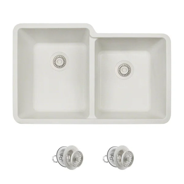 Mr Direct 801 White Sink Two Strainers