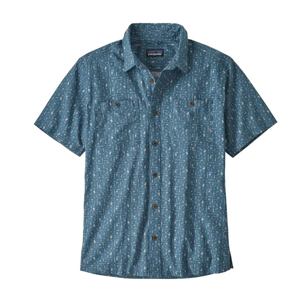 Patagonia Back Step Shirt - Swamp Stamp Multi - Pigeon Blue - S - Men