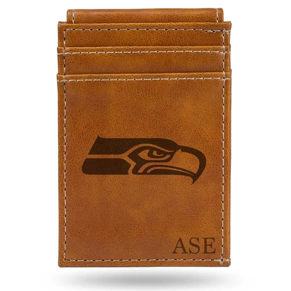 Sparo Brown Seattle Seahawks Personalized Front Pocket Wallet