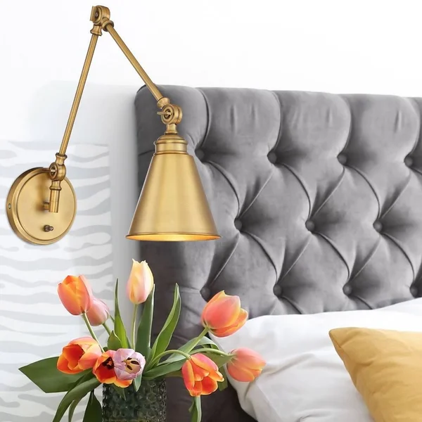 Thornhill Garden - One Light Adjustable Wall Sconce with Plug Warm Brass Finish - 159-BEL-4422419 - Bailey Street Home
