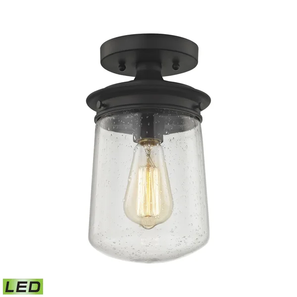 Hamel 1 Light Semi Flush in Oil Rubbed Bronze with Clear Seedy Glass