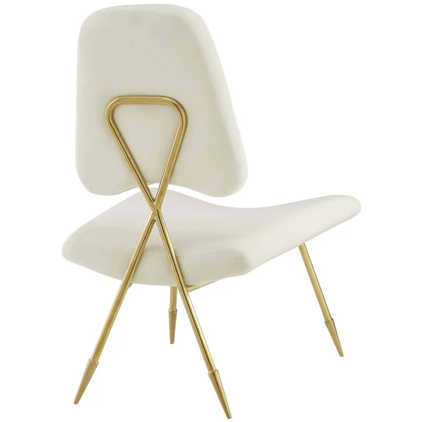 Modway Ponder Upholstered Velvet Lounge Chair - Ivory