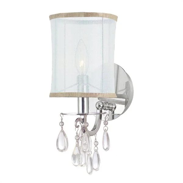 Crystorama 5621-CH Hampton 1 Light Sconce, Polished Chrome