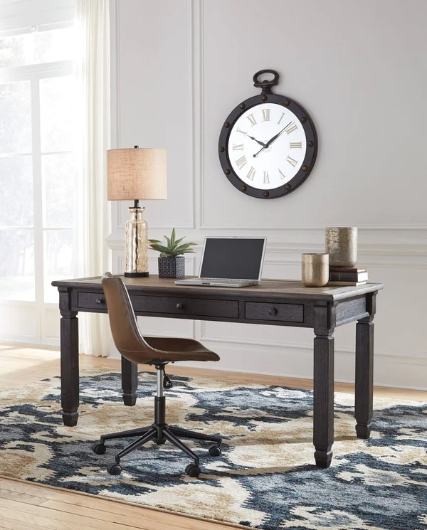 Ashley Tyler Creek Gray and Brown Home Office Office Set by Ashley Furniture - Black/Brown Transitional Rustic, from Furniture E