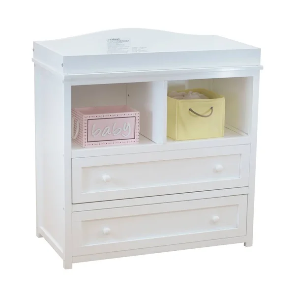 AFG Baby Furniture Ariel Solid Wood 2-Drawer Baby Dress Changer, White