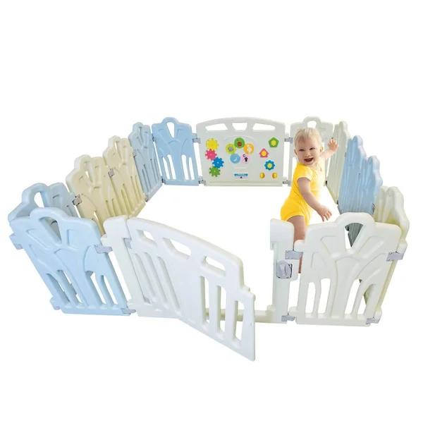 Baby Playpen Kids Activity Center - 14 Panel - Safety Play Yard Area - Indoor, Outdoor Portable Fence, Adjustable, Non-Toxic, M
