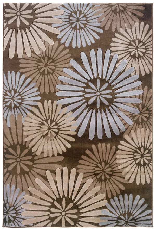 Linon Milan Floral Rug - Brown, 8x10 ft