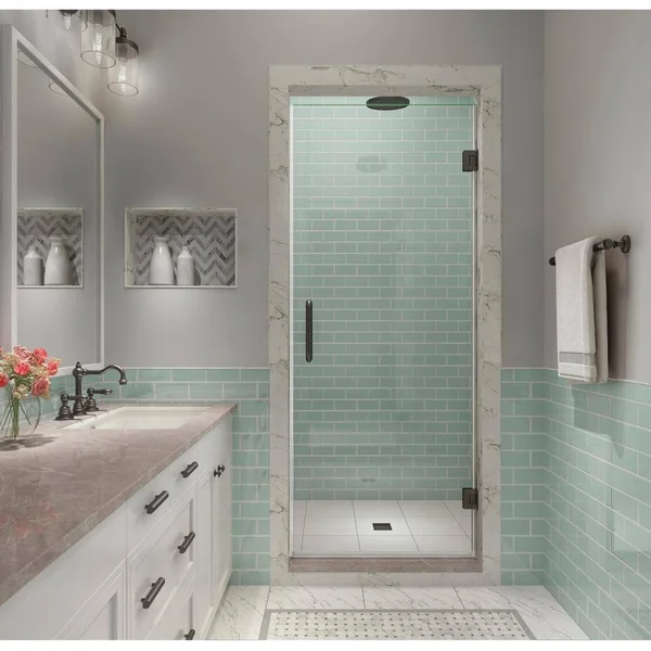 Aston SDR997EZ-NBR-3780 Kinkade XL 36.75x22 W x 80x22 H Hinged Frameless Shower Door Finish: Bronze