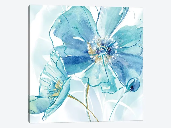 Maria Donovan Canvas Wall Decor Art Prints - Blue Spring Poppy I ( Floral & Botanical > Flowers > Poppies art)