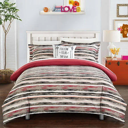 Chic Home Carlton Black - Burgundy & White Queen 10 Piece Comforter Bed in A Bag Set