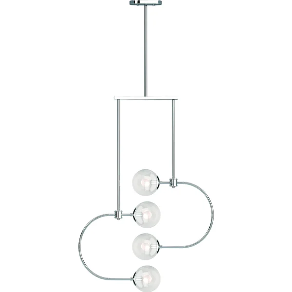 Volume Lighting 2064 Lawrence 4 Light 30x22 Wide Abstract Chandelier with Clear GL Chrome