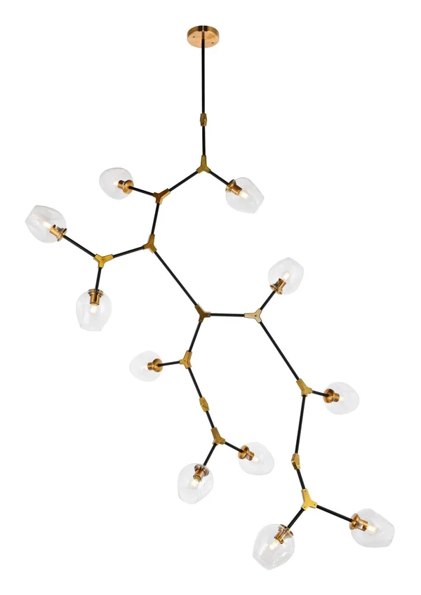 Elegant Lighting - 1712G73LAB - 11 Light Pendant - Cavoli - Light Antique Brass and Flat Black