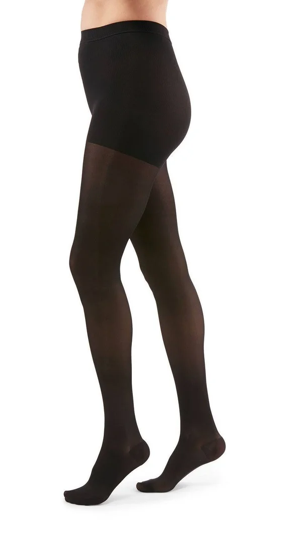 Duomed Transparent Pantyhose 15-20 mmHg - Black, Small Petite, Closed Toe