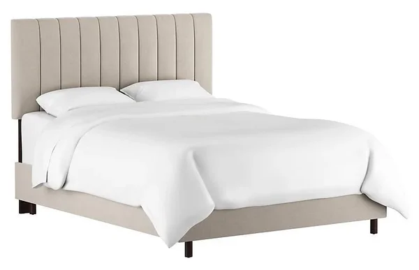 Delmar Channel Bed - Light Gray Velvet - Full