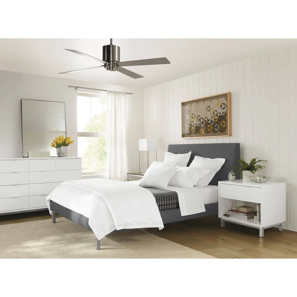 Room & Board - Modern Copenhagen One-Drawer Nightstand Made from White Wood, Aluminum Pulls w/ Stainless Steel Frame Base