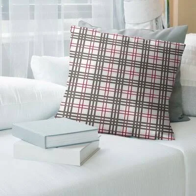Square Pillow Cover & Insert East Urban Home Color: White/Red/Pewter - Size: 18x22 x 18