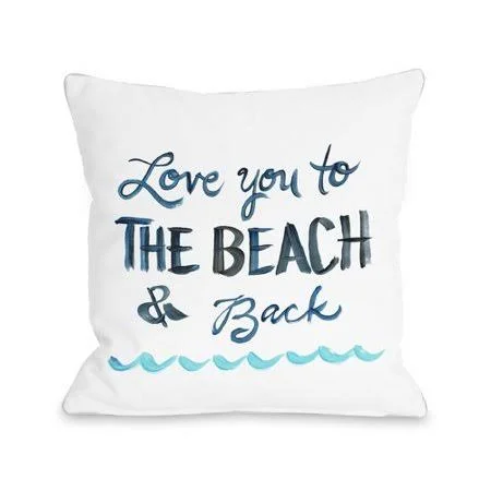 Highland Dunes Holsinger Love You to The Beach Outdoor Throw Pillow - Blue