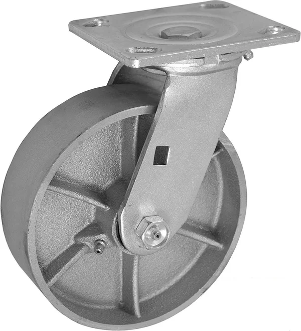 Casterhq 6x22 x 2x22 inch Swivel Caster - Semi-Steel Cast Iron Wheel - 1200 lbs Capacity - 6 inch x 2 inch - Heavy Duty Industri