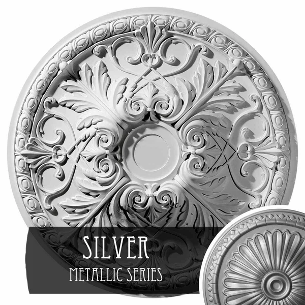 Ekena Millwork CM32TNSLS 32 3/8x22OD x 3 1/2x22P Tristan Ceiling Medallion (Fits Canopies Up to 6 1/4x22), Hand-Painted Silver