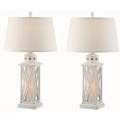 Cantrell Lantern 31x22 Standard Table Lamp Set Base Color: White