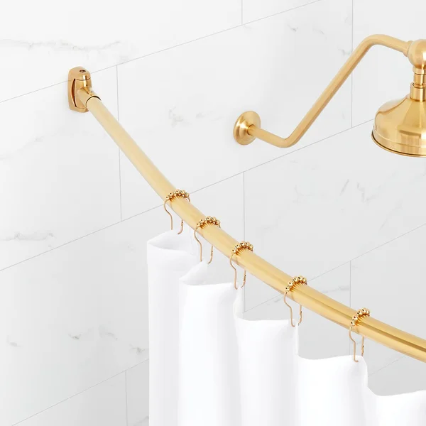 72x22 Curved Steel Shower Rod - Brushed Gold - Signature Hardware
