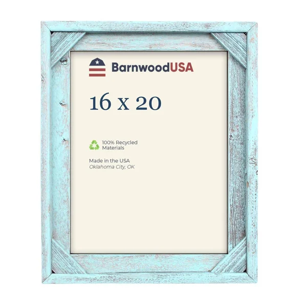 Rustic Farmhouse Signature Corner Block Picture Frame - Robins Egg Blue 16x20