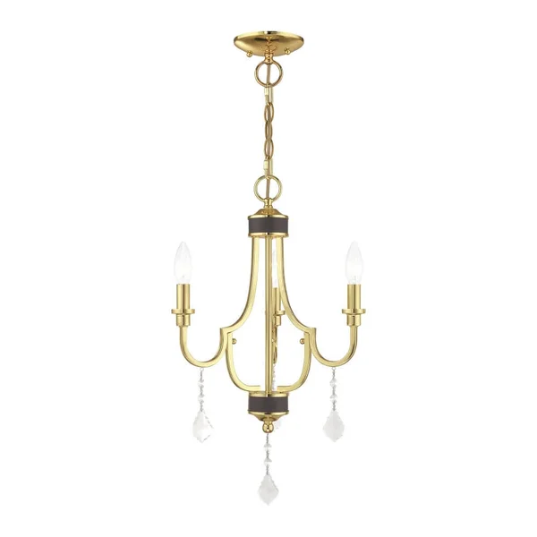 3 Light 14 inch Polished Brass Chandelier 234341