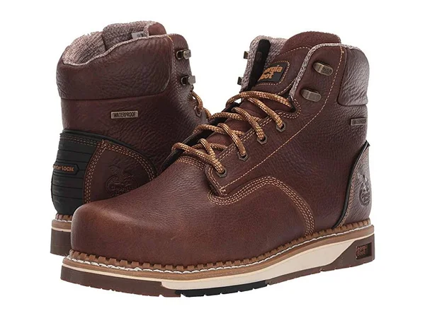 Men's Georgia Boot GB00351 Wedge Steel Toe Waterproof Work Boot, Size: 7, Brown