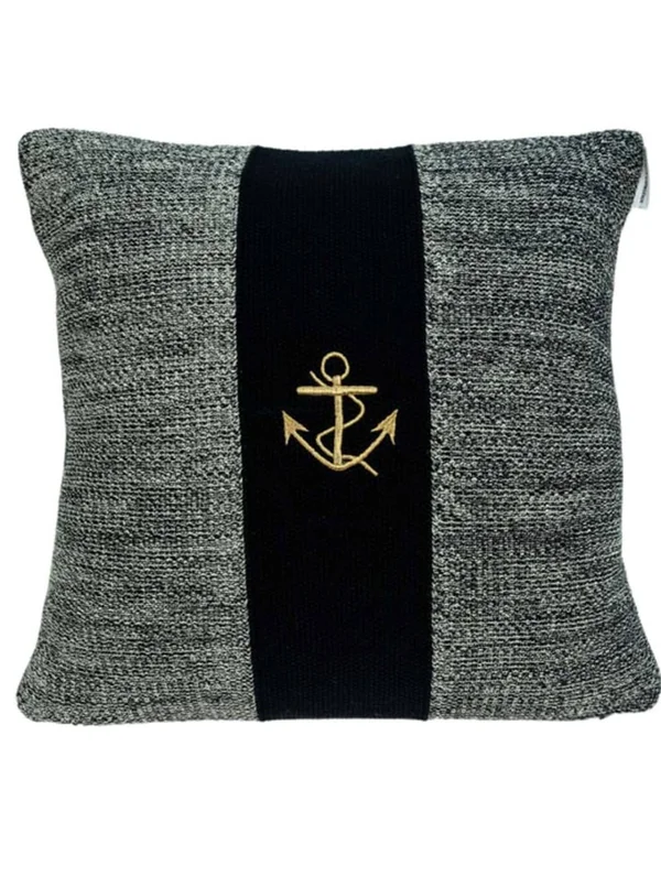 HomeRoots - Grey Cotton Pillow Cover with Poly Insert, Grey/Black
