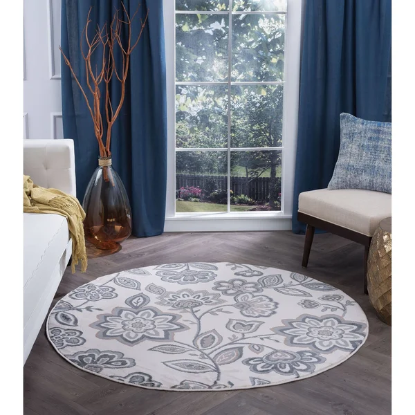 Alise Rugs Carrington Transitional Floral Area Rug - 7&10 - Ivory