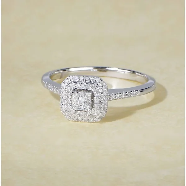 De Couer IGI Certified 1/4ct TDW Diamond Double Halo Engagement Ring (Size: 7), Women's
