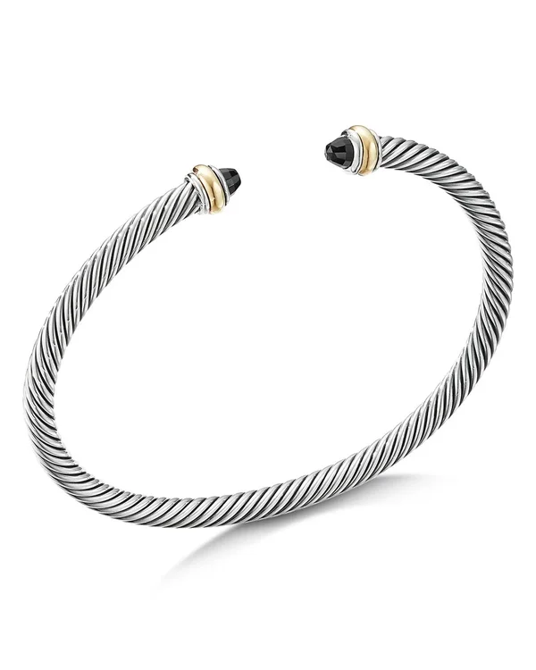 David Yurman Cable Classic Bracelet with Black Onyx and 18K Yellow Gold - Small