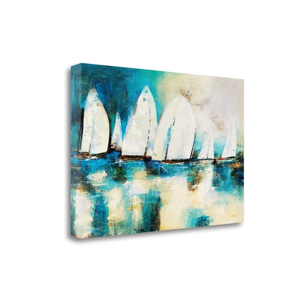 Tangletown Fine Art Velero Azul by Nancy Villarreal Santos - Giclee Print on Wrap Canvas, 47x22x32x22