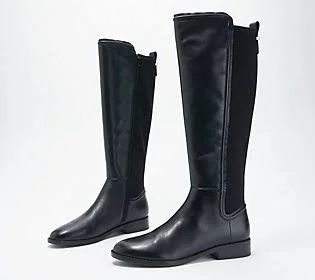 Marc Fisher Leather or Suede Tall Shaft Boots - Shiane, Size 8-1/2 Medium, Black Leather