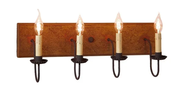Four Arm Vanity Light in Hartford Mustard Over Red