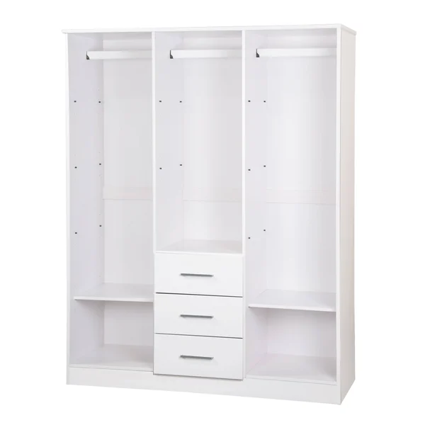 100% Solid Wood 3-Door Cosmo Wardrobe with Mirror 7115 by Palace Imports - Gray