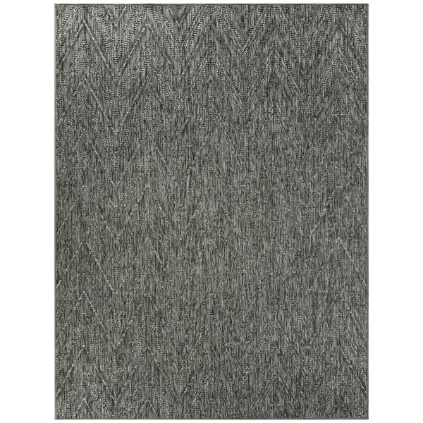 BALTA US Kava Charcoal 5 ft. x 7 ft. Chevron Flatweave Indoor/Outdoor Area Rug, Grey